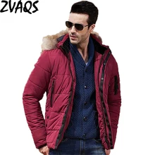 ZVAQS новые европейские Стильные зимняя куртка Для мужчин Повседневное Длинные парки из натурального меха енота с капюшоном хлопковая Camperas Hombre abrigo ST038