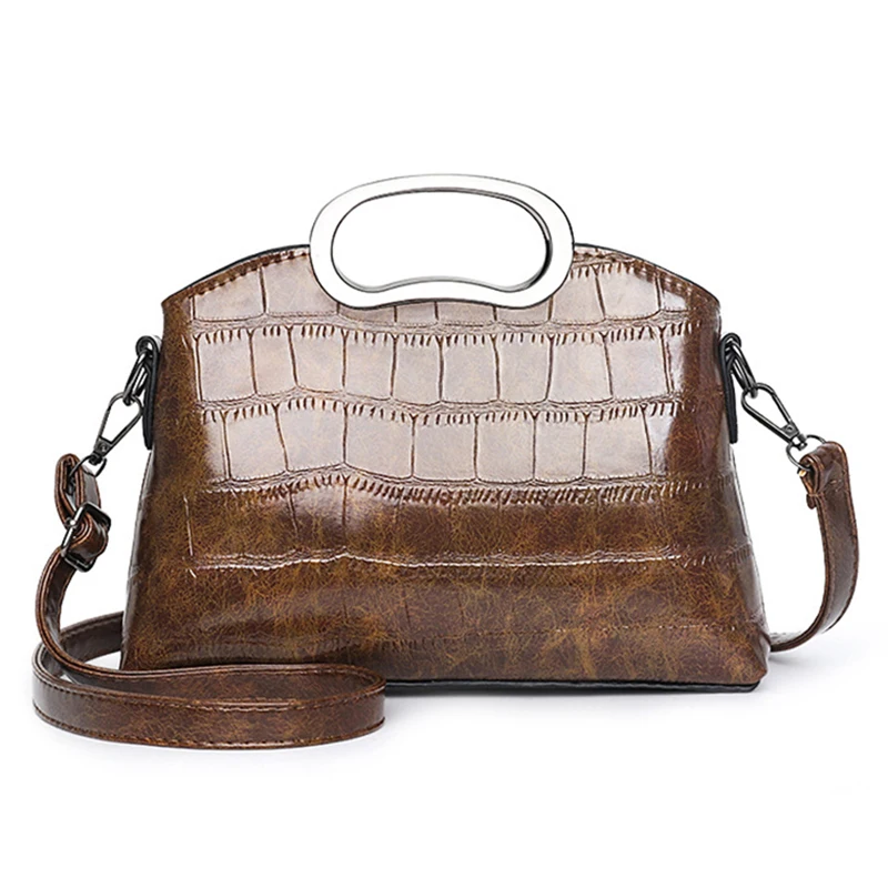 

2019 Fashion Women PU Leather Handbag Mini Shoulder Bag Women Top Handle Totes Metal Ring Crossbody Bags Vintage Messenger Bags