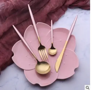 4 шт./компл. розовое золото столовая посуда набор 304 Нержавеющая сталь в западном стиле столовый набор для кухни Еда посуда Щепка посуды набор столовых приборов - Цвет: pink gold