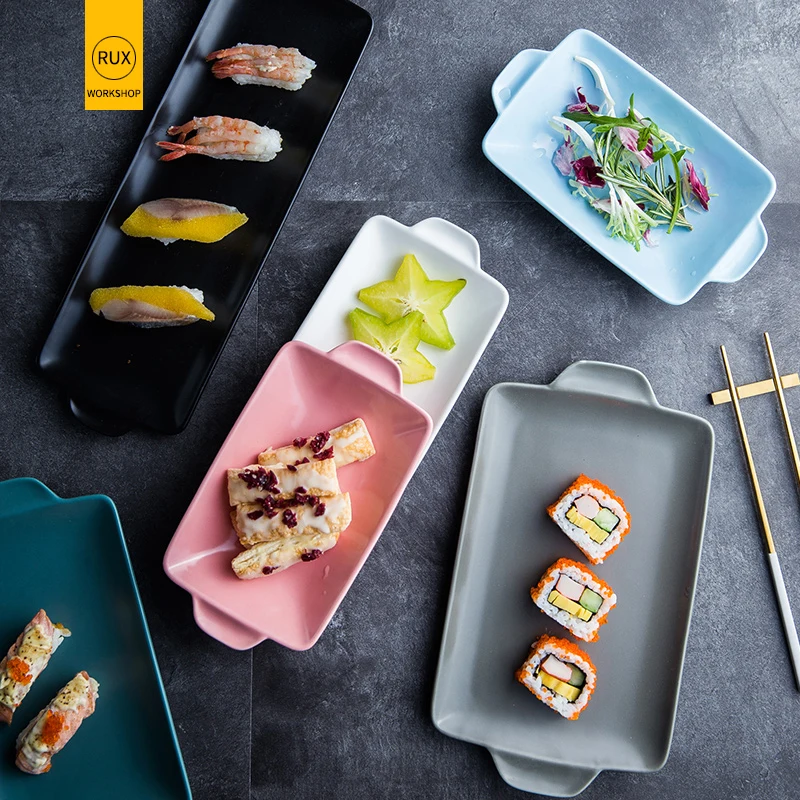

RUX WORKSHOP 6 Colors Choose European Solid Color Simple Ceramic Plate Dinner dessert salad steak dish Breakfast plate Tableware