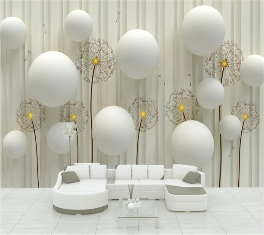 

beibehang Custom large wall murals 3D background wall murals three-dimensional ball dandelion decorative painting 3d wallpaper