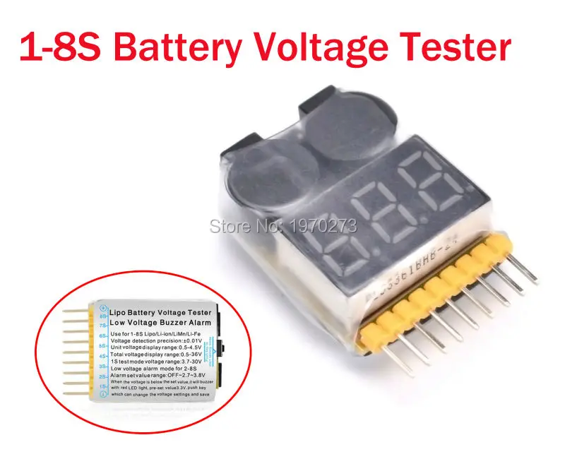 

1-8S Low Voltage battery tester Buzzer Alarm Lipo Voltage Indicator checker 2IN1 Tester for Lipo/Li-ion/LiMn/Li-Fe Battery