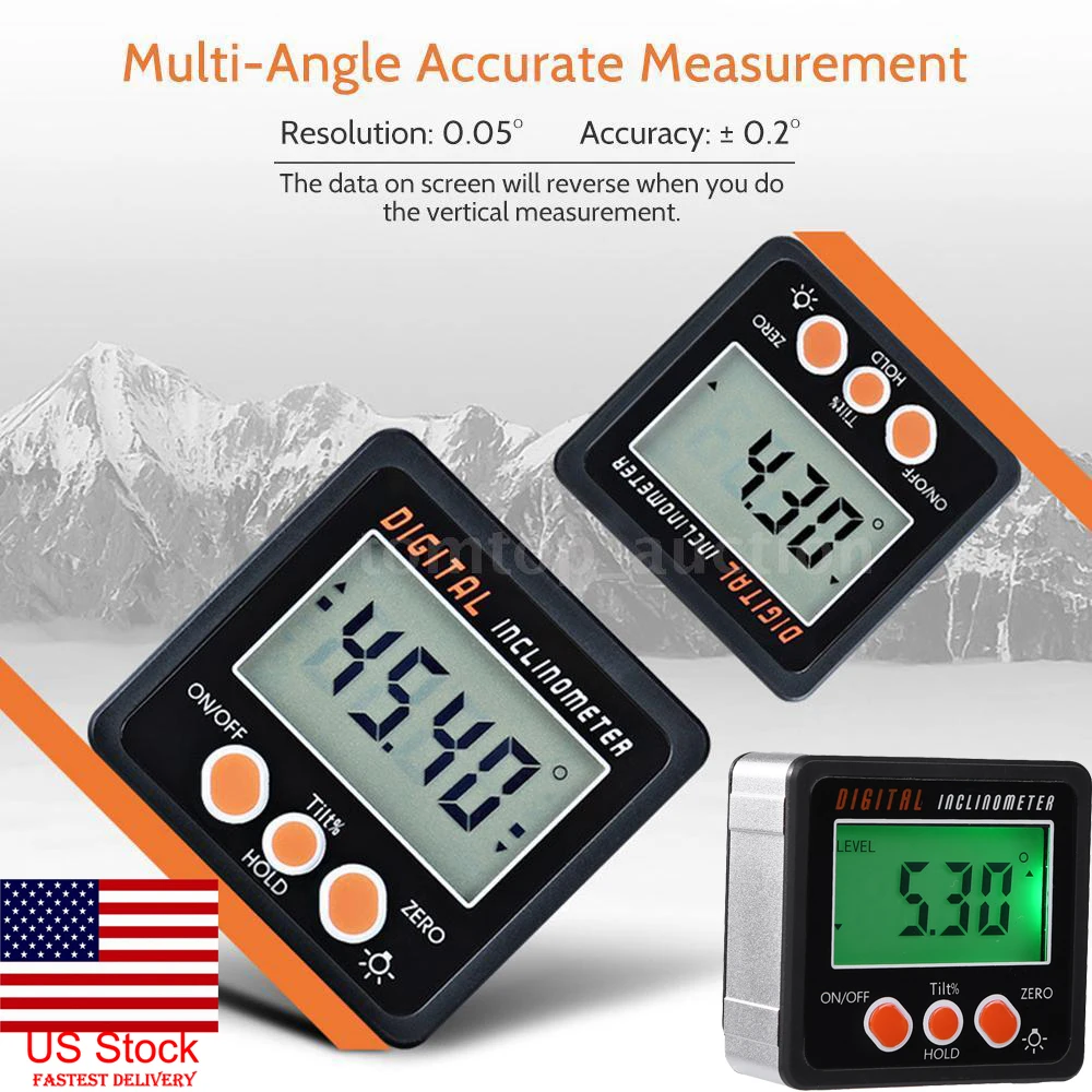 Angle Finder, Bevel Gauge, Base Magnética, Ferramentas de Medição, 4x90 °