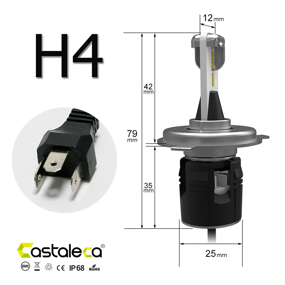 Castaleca автомобиля светодиодный светильник H4 H7 H11 H8 H1 H3 9005 9006 9004 светодиодный головной светильник супер яркий Авто противотуманных фар с возможностью креативного светильник DC12V 24V лампы - Испускаемый цвет: H4