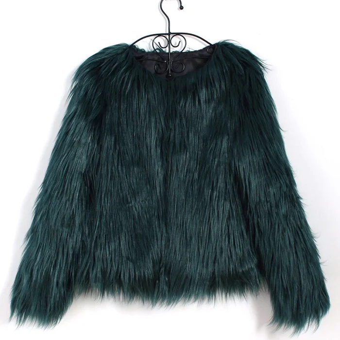 Модное зимнее женское пальто из искусственного меха с длинным рукавом и круглым вырезом, сексуальное Теплое повседневное Короткое женское пальто больших размеров 3XL - Цвет: 8