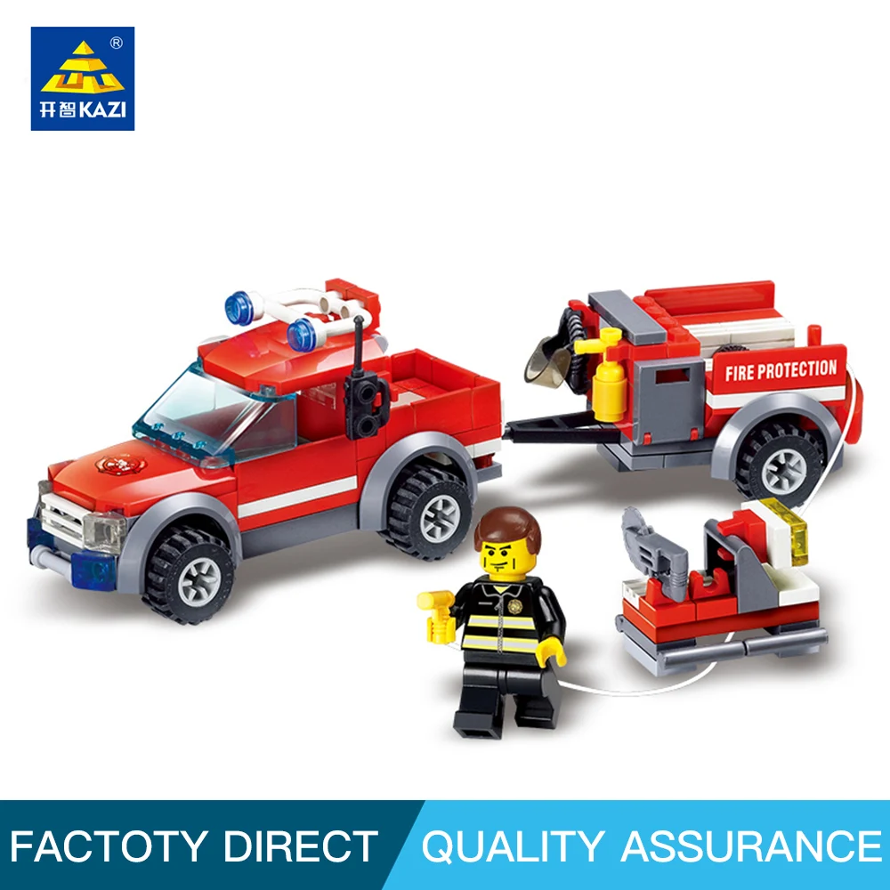

KAZI 8055 Firefighting Building Blocks Compatible Leg0 City DIY Learning Toys Fire Trucks Model Series Toys For Children