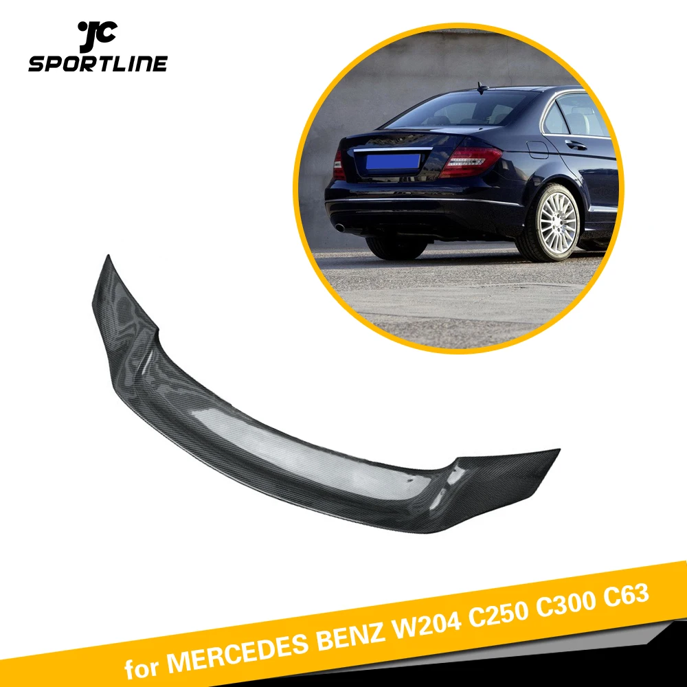 Для Mercedes-Benz W204 C200 C250 C300 C63 AMG Sedan 4 двери 2007-2013 углеродного волокна задний спойлер багажника загрузки губы крыло губы