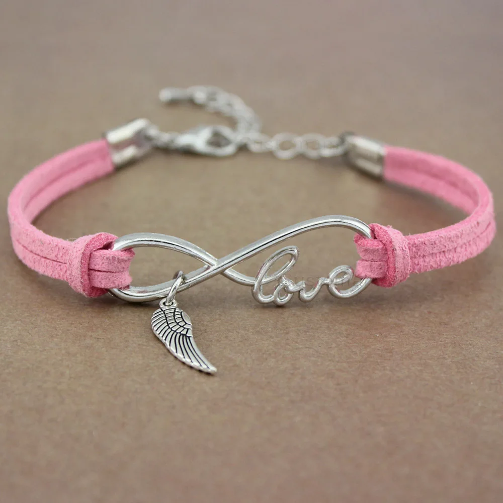 

Baby Wings Feather Key Moon Star Infinity Love Charm Alloy Bracelets Silver Women Men Girl Boy Unisex Jewelry Red Blue 20 Colors