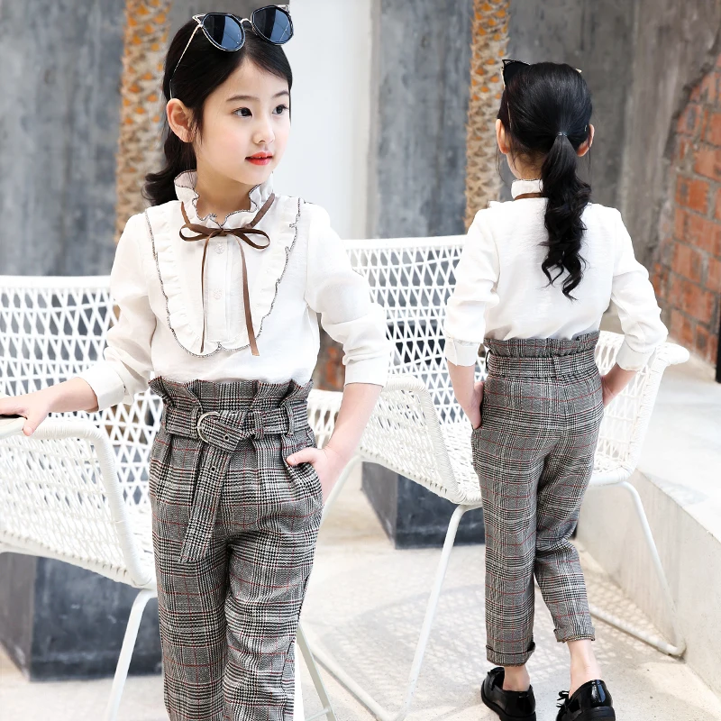 2018 white long sleeve blouse +pants 2 pieces clothing sets -in ...