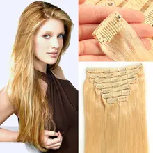 Clip In Straight Human Hair Extensions Full Head set 100% Brazilian Human Hair Clip On Extensions 20″22″Human Hair Clipins