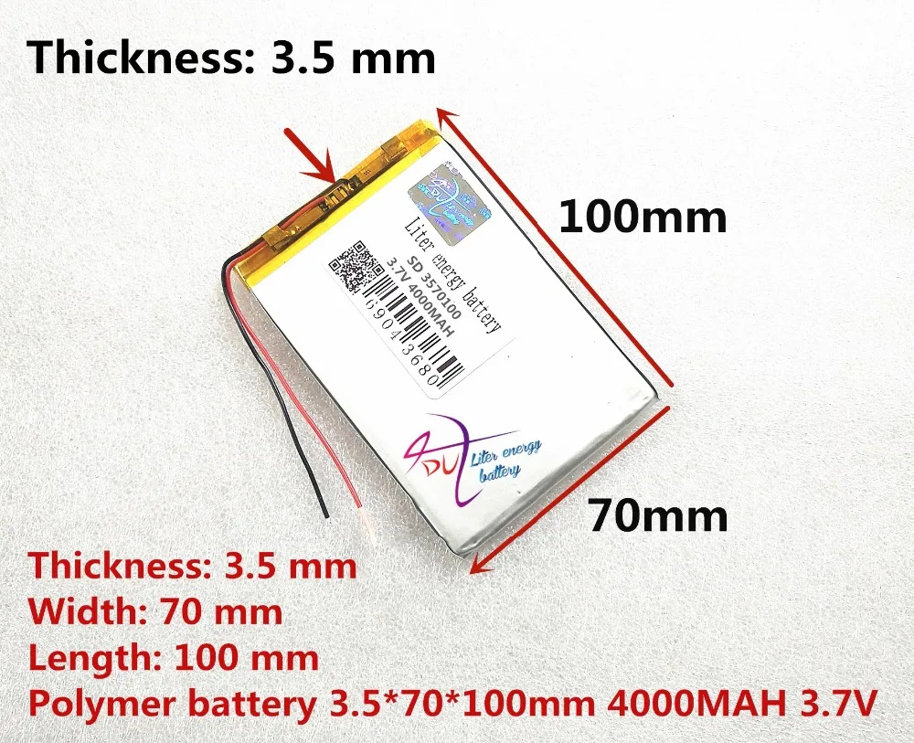 Литий-ионный аккумулятор для планшетных ПК, mp4 мобильных телефонов, динамиков; Q8, Q88 3,7 V, 4000 mAH, [3570100] PLIB(полимерный литий-ионный аккумулятор