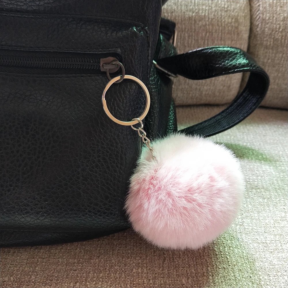 8 cm Faux Rabbit Fur Ball llavero De piel Pom Llaveros Portachiavi Fluffy llavero Porte Clef pompón De