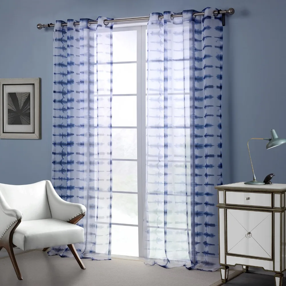 Blue Ocean Style Curtain Printed Curtains For Windows For Bedroom For