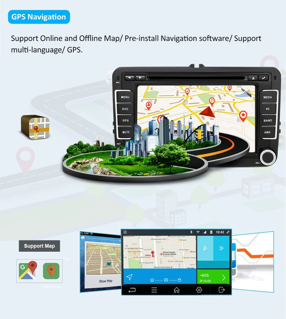 Автомобильный мультимедийный плеер 2 Din Android 8,1 gps для VW/Golf/Tiguan/Skoda/Fabia/Rapid/Seat/Leon/Skoda dvd automotivo fm free canbus