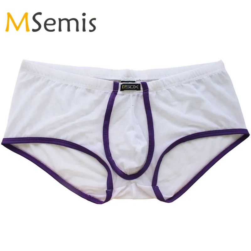 

Swimwear Mens Swimsuit Gay Underwear Mesh Bulge Pouch Swimming Suit Boxer Briefs Swim Shorts Semi-see Through Swimming Trunk