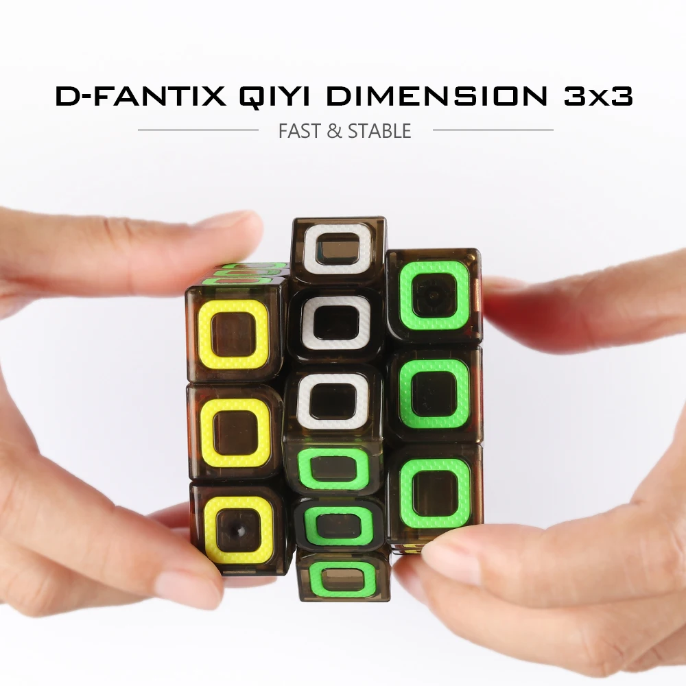 D-FantiX Qiyi Dimension 3x3 скоростной куб без наклеек Гладкий магический куб 3x3x3 Пазлы прозрачный черный 57 мм