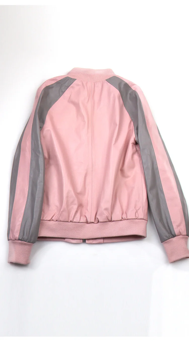 Шило GO кожаный костюм Женская Осенняя мода овчины пояса из натуральной кожи наборы для ухода за кожей розовый Свободные Бейсбол куртк