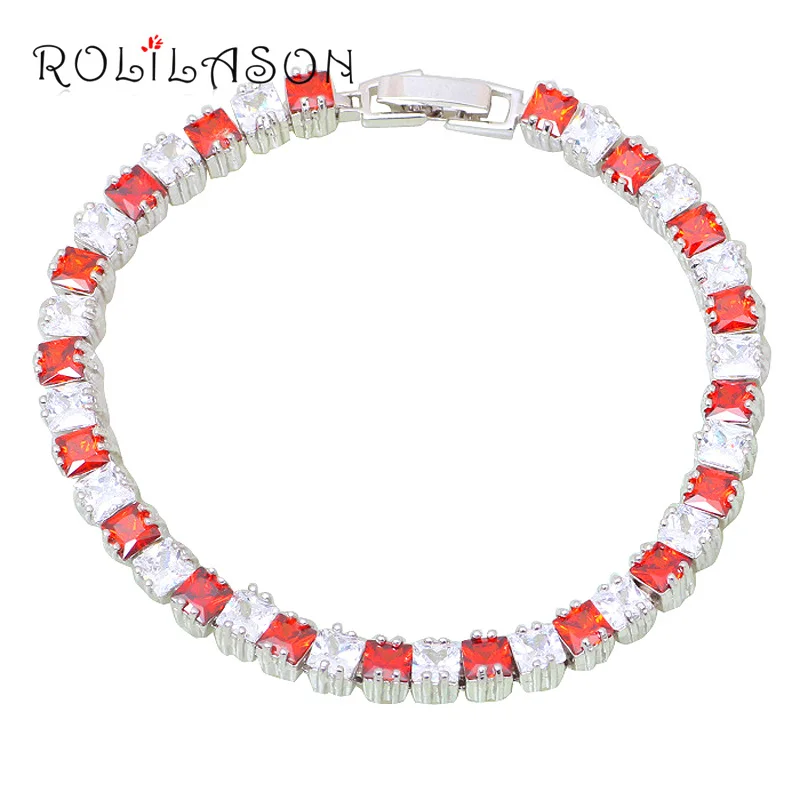 ROLILASON Королевский Красный Гранат украшения для Для женщин Серебряный Шарм
