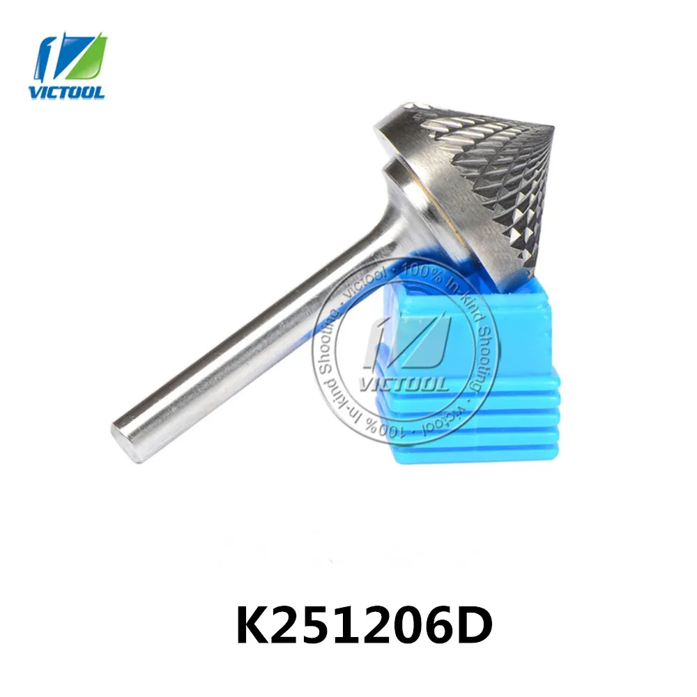 Tungsten carbide K cone 90 degree 25*12mm rotary burr file cutter grinding and abrasive tools K251206D 6mm shank milling tools steel tungsten carbide grinding head rotary grinders milling cutter 3 4mm file carving wood