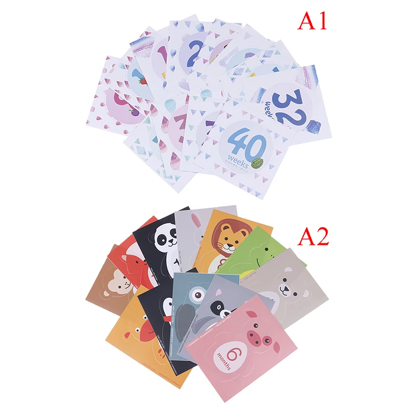 

Baby Pregnant Women Monthly Photograph Stickers Fun Lovely Cartoon Month 1-12 Milestone Clothes Decoration Stickers 1Set /14Pcs