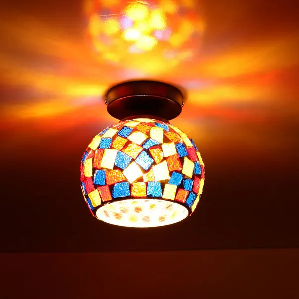 Ретро Мозаика E27 потолочный светильник минималистичный креативный круглый стеклянный потолочный светильник для гостиной ресторана бара Кофейни квартиры - Цвет корпуса: 16