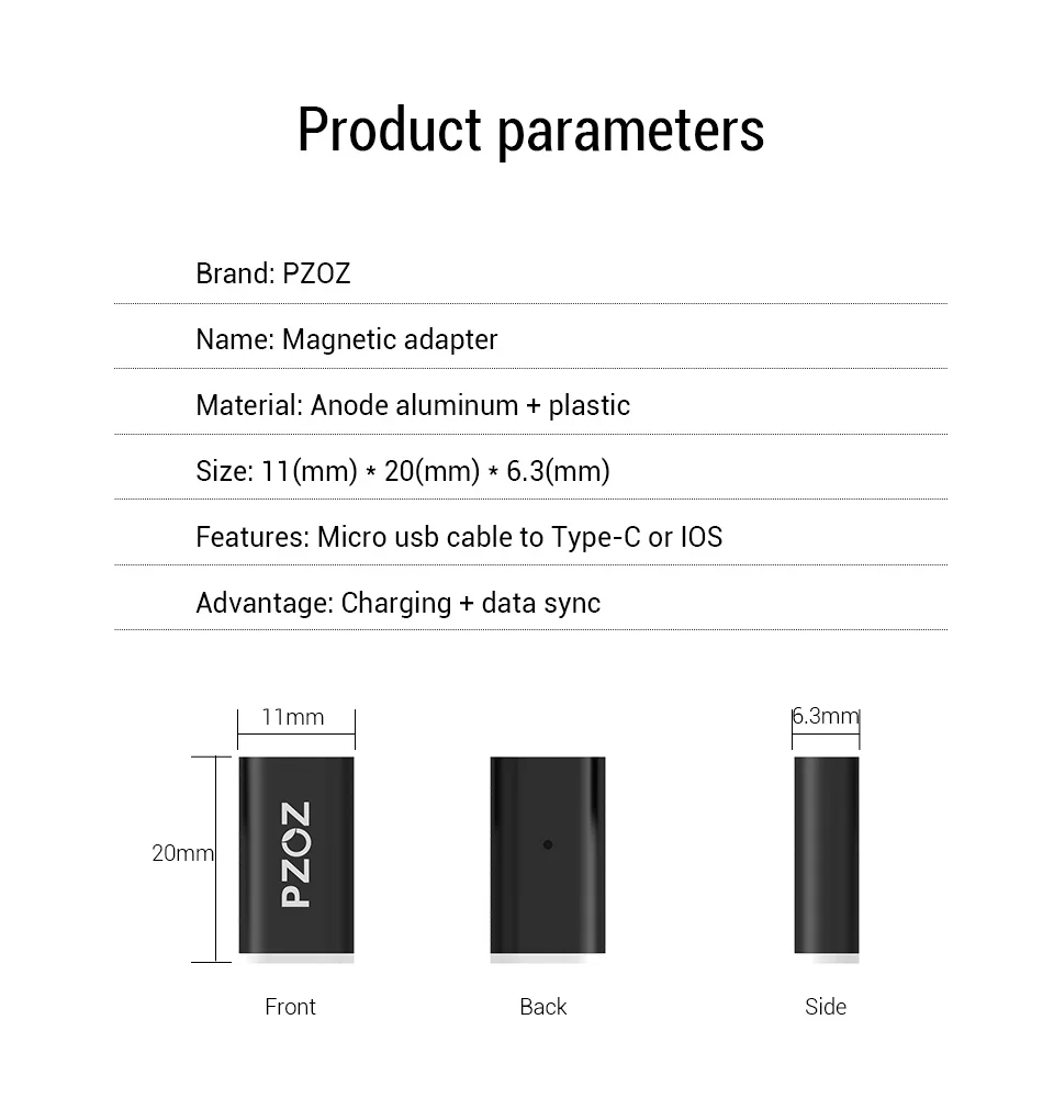 PZOZ Магнитный Кабель-адаптер Micro usb адаптер для быстрой зарядки телефона Microusb type-C магнитное зарядное устройство usb c для iphone xiaomi type C