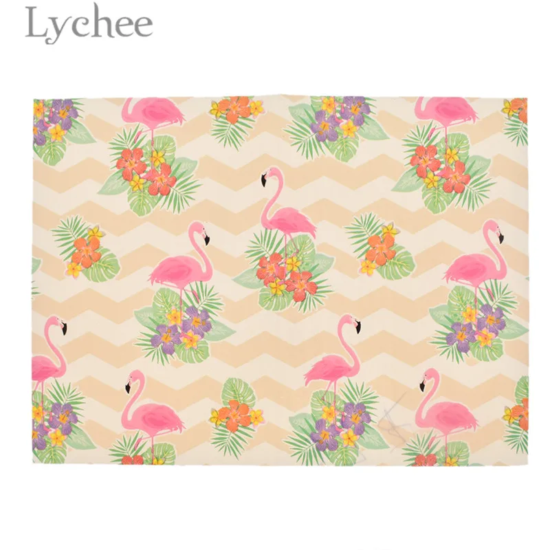 Lychee Life 29x21 см А4 Фламинго искусственная кожа ткань высокое качество шитье Синтетическая Кожа DIY материал для сумок одежды