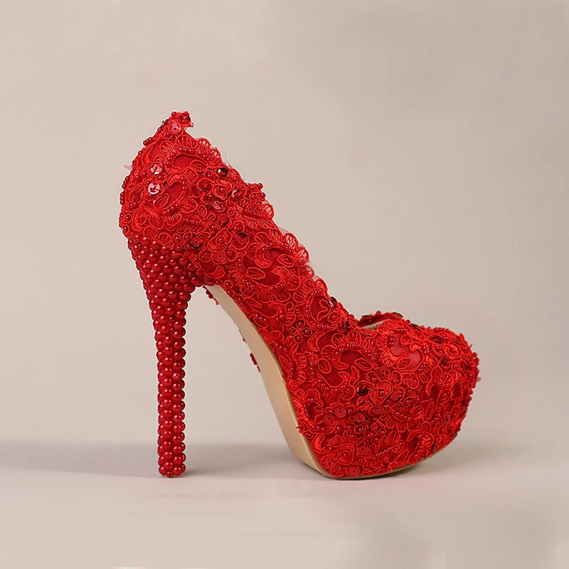 red spike prom shoes