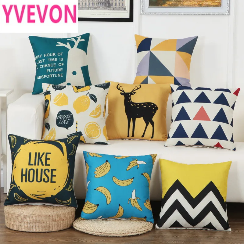 

Geometry Decorative Cushion Cover Soft Linen Moose Pillow Cases Hotel Seating Sofa Holiday Pad Cotton Textile 45cm 18inch