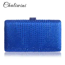 Элегантность синий Красные Блестки туалетные посылка пакет Стразы для женщин клатч леди Вечерний кошелек нигерийской свадьбы