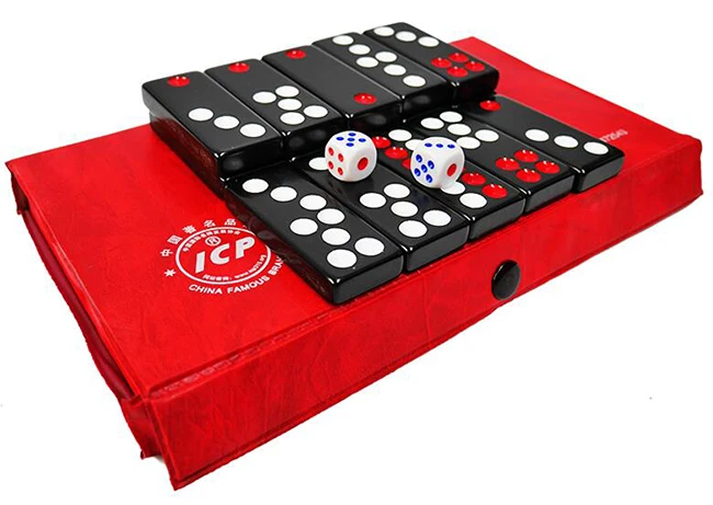 Черный домино 32шт Pai Gow Dominoes настольные игры и 2 кубики настольная игра Domino Board Game