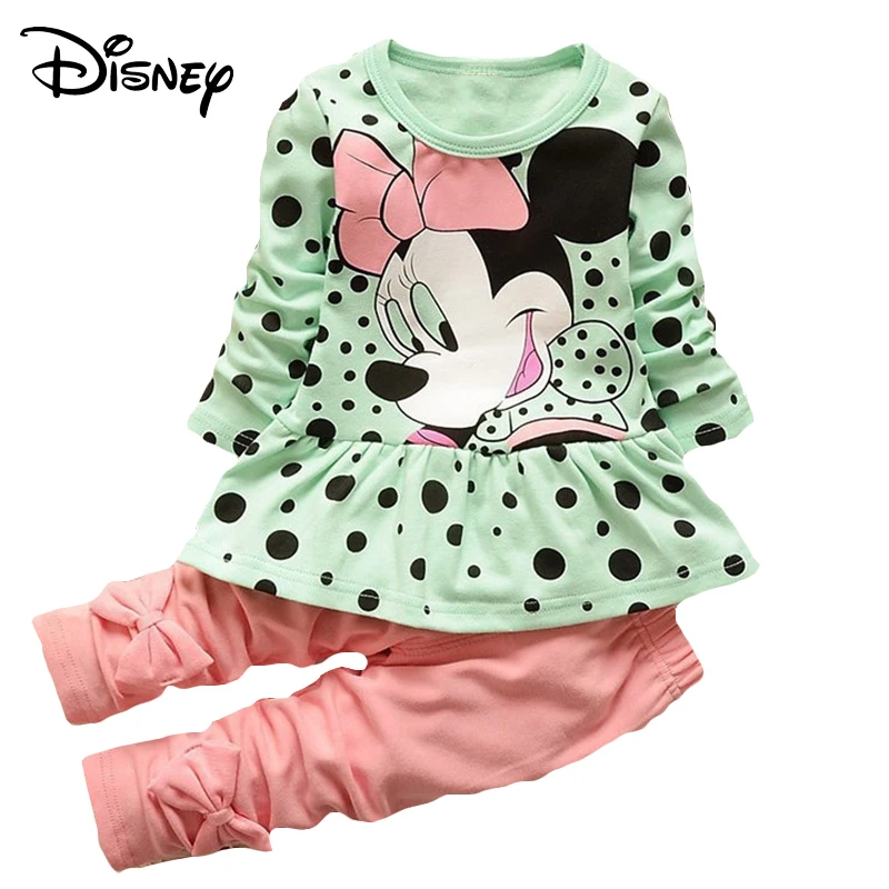

Disney Minnie Mickey Frozen Xmas New Style Summer Toddler baby Boy Clothes Set Long Sleeve And Soild Colour bebes Jogging Suits