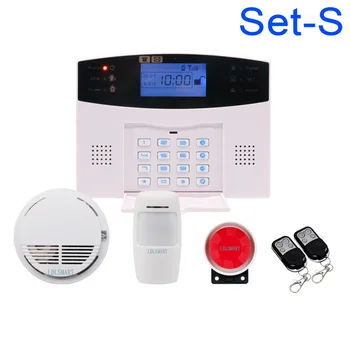 

LCD Keyboard Wireless SMS Smoke Sensor Home GSM Alarm system House intelligent auto Burglar Door Security Alarm Systems