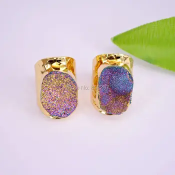 

New Style 5Pcs Gold Color Natural Gem stone Rings For Women Fashion Jewelry