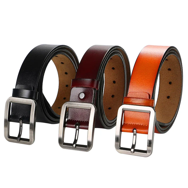 

Trend retro Men belt high quality Alloy pin buckle belt casual simple business affairs Men solid color belt