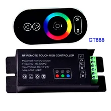 Wholesale 1 pcs DC12-24V 6Ax3channel 18A led dimmer GT888 RF remote touch RGB led controller for 5050 RGB led strip lights