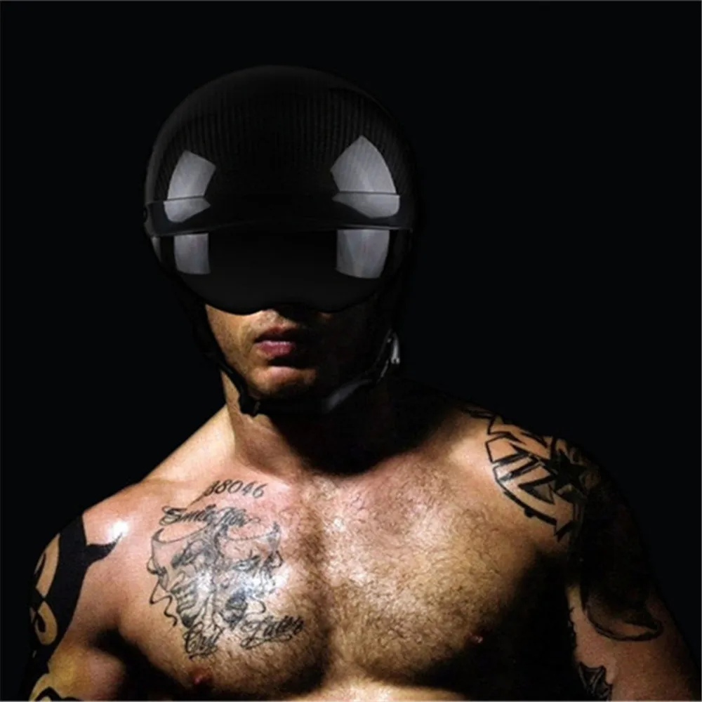 

HOT SELl 2018 Motorcycle half Face Helmet Men Capacetes Professional Racing Helmet carbon fiber dark lens Casco Motocicleta