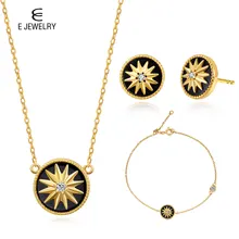 Ювелирные изделия, 925 пробы, серебряная звезда, агат, 18 К, позолоченные ожерелья, серьги-гвоздики, браслет, ювелирные наборы для женщин