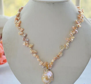

huij 001705 pink BAROQUE Keshi Reborn PEARL Necklace Pendant