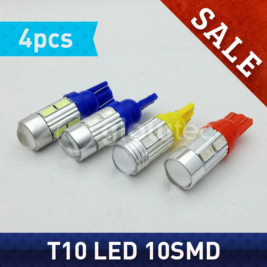 

4 шт., Автомобильные светодиодные лампы T10 10SMD 5630 SMD 194 W5W