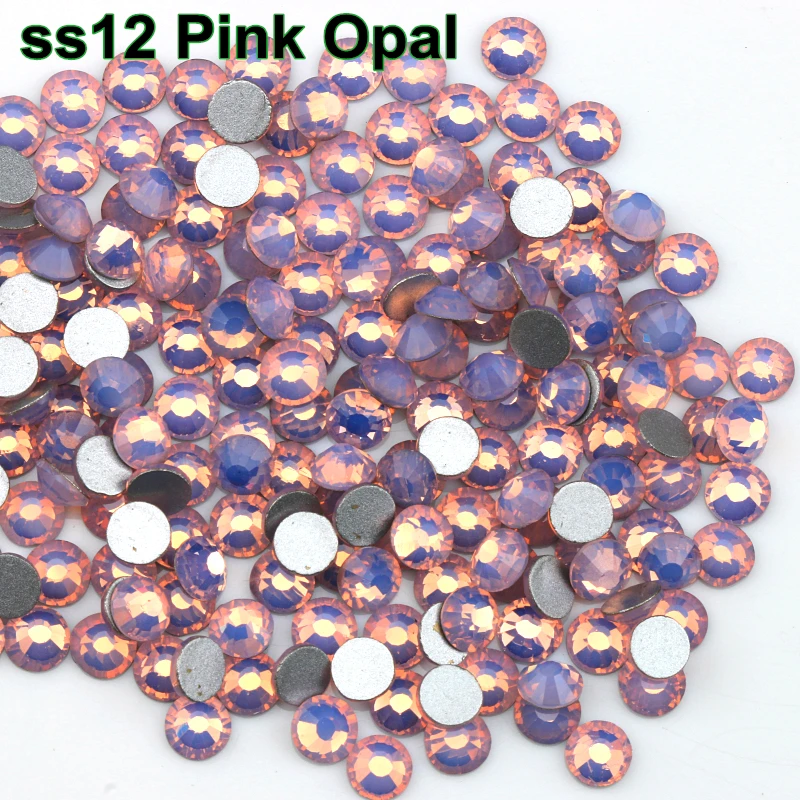 

Free Shipping! 1440pcs/Lot, ss12 (3.0-3.2mm) Pink Opal Flat Back Nail Art Non Hotfix Rhinestones