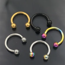 5pcs 316L Cirúrgico Horseshoe Piercings Septo Nariz Lábio Sobrancelha Orelha Septo Captive Hoop Cartilagem Helix Anel Labret Piercing No Nariz(China)