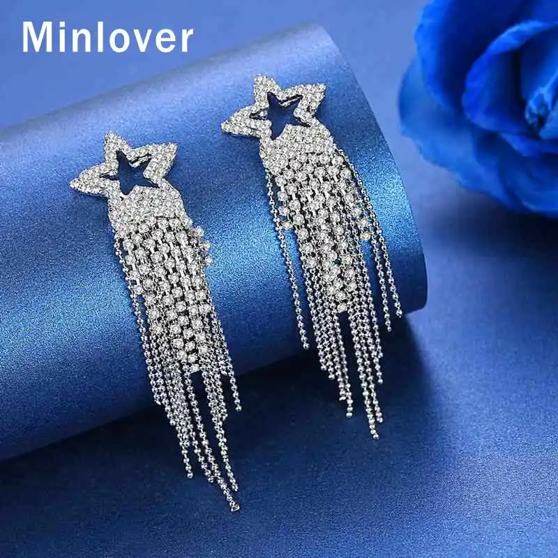 Висячие серьги в форме звезды Minlover для женщин богемные длинные висячие невесты