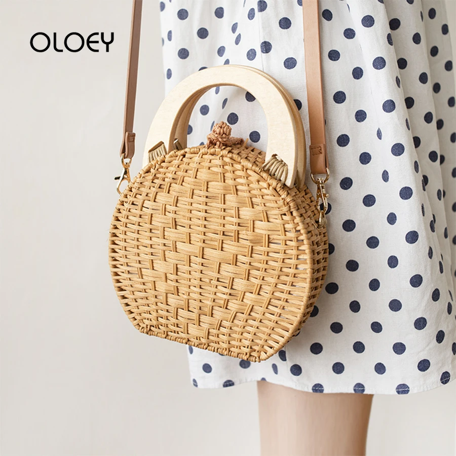 Bolsos con asa de madera de ratán para mujer, carteras de hechos a mano, bolso de playa bohemio, bandolera de hombro, bolso Bali|Bolsos de hombro| - AliExpress