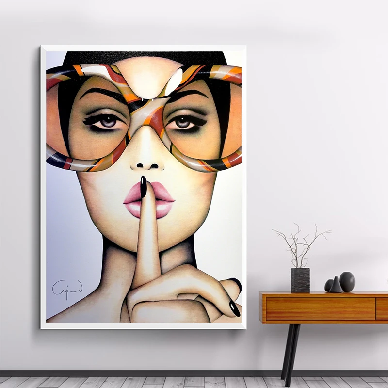 Modern Hot sale Figure Painting Canvas Poster&Prints Custom Wall Art Painting Fashion Girl Wall Picture Bedroom Home Decor