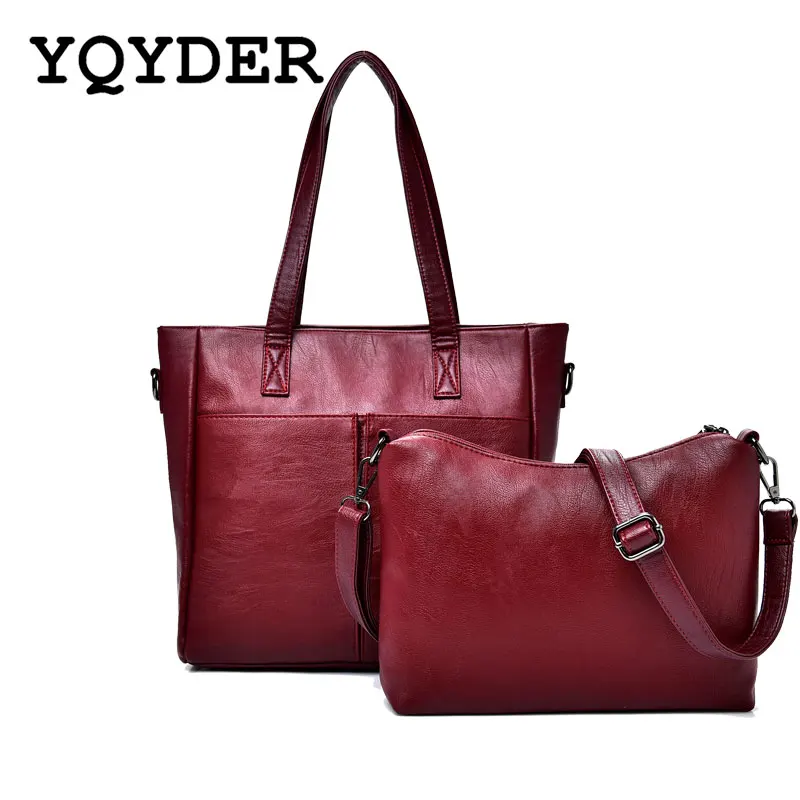 2 PCS/Set Bag Women Big Shoulder Bag Luxury Female Handbag High Quality