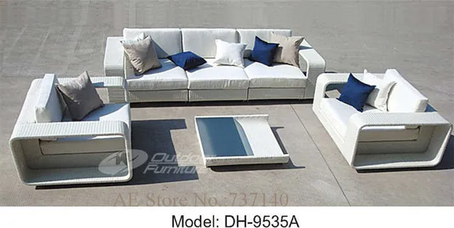 Muebles de ratán jardín muebles de exterior sofá blanco
