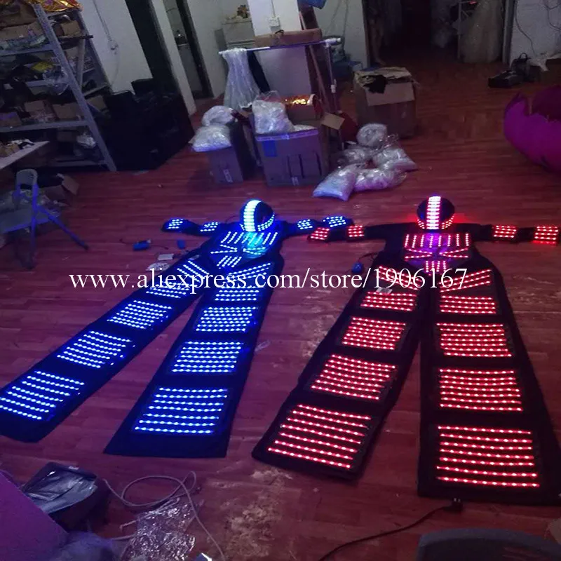 RGB Flashing LED Costume LED Stilts Walker Light suits LED Robot suits Kryoman robot david guetta robot with Helmet03