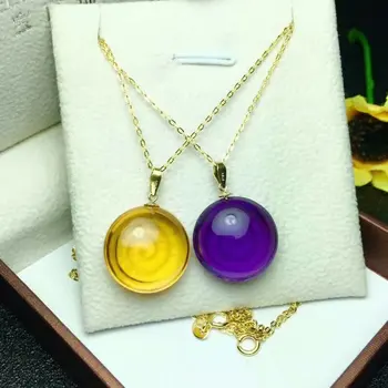 

shilovem 18k yellow gold piezoelectric amethyst citrine fine Jewelry women trendy none necklace gift 15*15mm new lz151501agzs