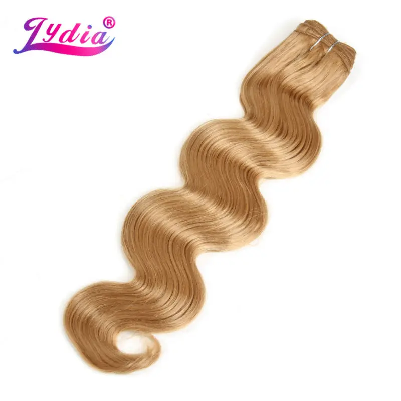 Lydia 4pcs/lot Body Wave Hair Extension Yaki Body 16"-26" Pure Color Blond Synthetic Hair Weaving For Women Bundles